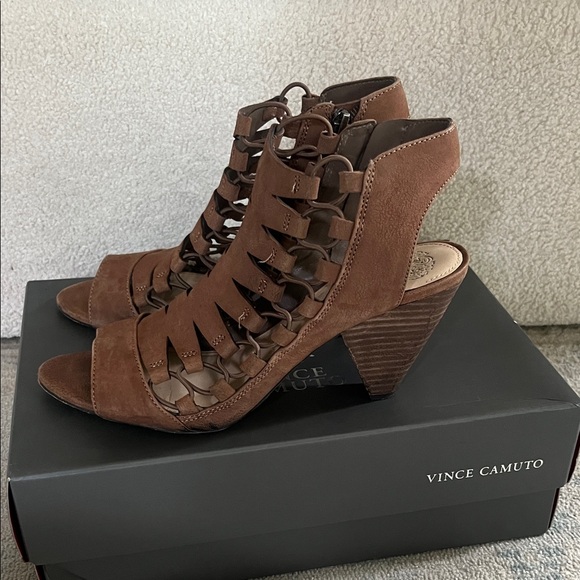 Vince Camuto Tan Cutout Heeled Sandals - Picture 1 of 5